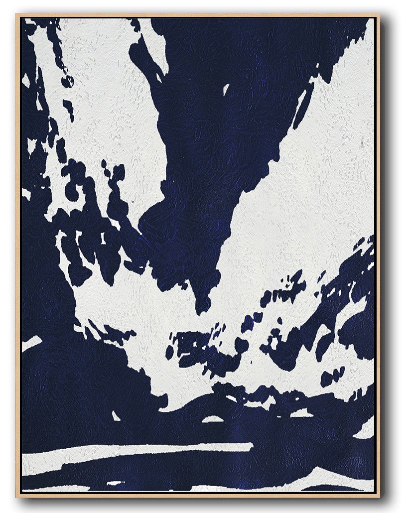 Buy Hand Painted Navy Blue Abstract Painting Online - Blue Abstract Painting Huge